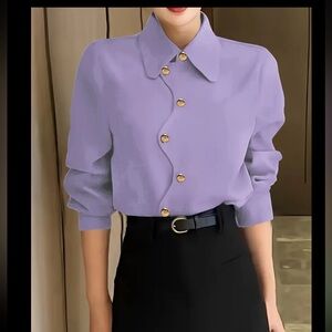 Elegant Lavender Button-Up Blouse